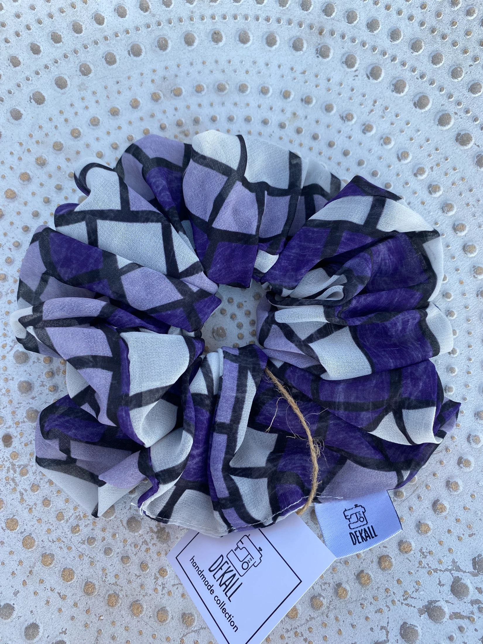 Scrunchie  Purple Squares